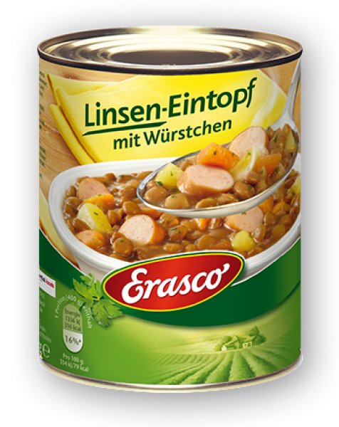 Erasco Linsen-Eintopf mit Würstchen